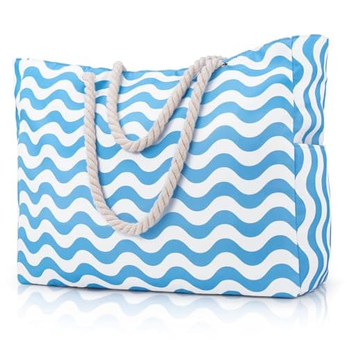 Large Beach Bag for Women with Zip,Summer Beach Tote Bags with Pockets