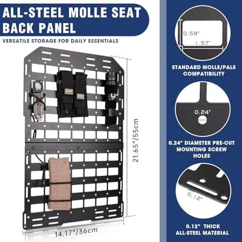 BOOSTEADY 2 Tactical Seat Back Organizer, Rigid Molle Seat Back Organizer, Aluminum Alloy Molle Seat Back Panel,Universal Car Seat back organizer for Vehicle Car Truck Modular Storage & Display — view 4