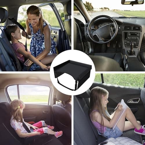 Travel Tray For Kids, Long Trip Kids Travel Tray For Car Seat, Foldable Carseat Table, With Pockets Lap Desk Organizer Must Have Eating Road Trip Airplane Use, — view 4