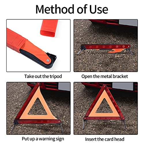 LJHOME 2 Pcs Car Emergency Warning Triangle and 2 Pcs Reflective Safety Vest Kit, Foldable Car Road Safety Reflective Safety Warning Triangle Kit for Car Truck SUV Breakdown — view 5