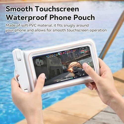 aceyoon Waterproof Phone Pouch with Stand IPX8, 7" Clear PVC Underwater Phone Case for Swimming Beach Snorkelling Kayaking, Compatible with iPhone 17 16 15 Pro Max Samsung Galaxy S26 S25 S24 Ultra — view 3