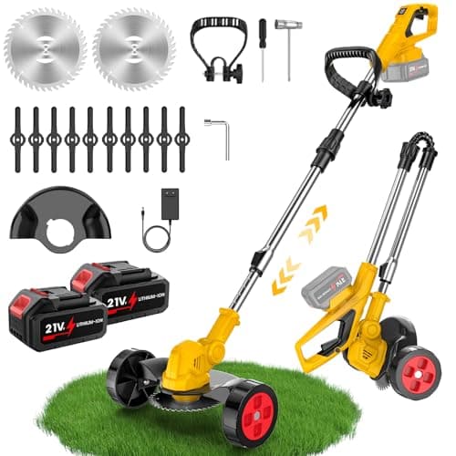 Hoemudy 3-in-1 Cordless Strimmer Grass Trimmer with Support Wheels