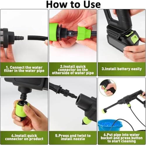 Cordless Pressure Washer,21V Portable Power Washer with 2 * 2.0Ah Batteries — view 6