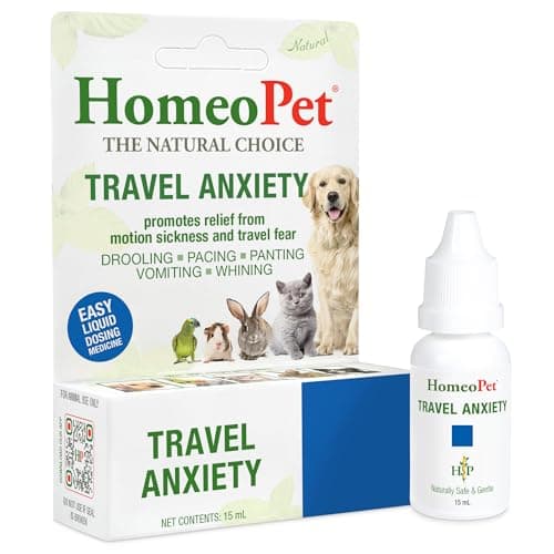 HomeoPet Travel Anxiety, Calming Relief for Dogs, Cats, and Other Small Animals, 15 Milliliters