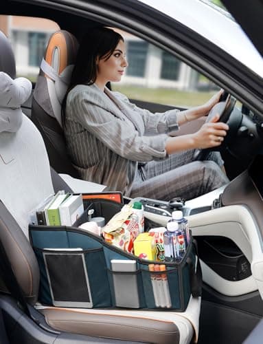 YOHOOLYO Car Seat Organiser with 4 Compartments, 4 Cup Holders — view 4