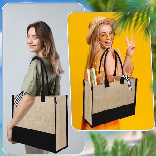 Invalidism Personalized Jute Beach Tote Bag with Makeup Bag for Women — view 2