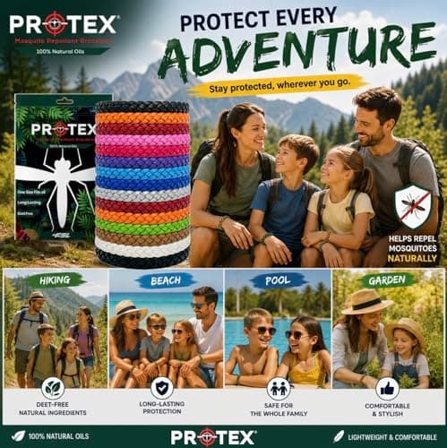 PR0TEX 15 Pack, Insect Repellent Bracelet, Adjustable Leather Deet-Free Wrist Bands, Effective Protection, Insect Mosquito Repeller Bands for Adults & Kids, Resealable Pack. — view 3