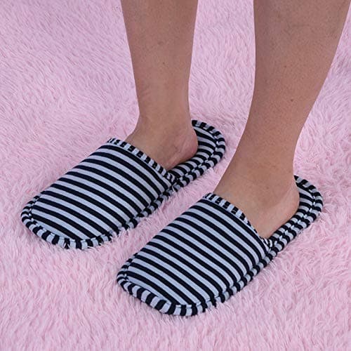 UPALDHOU 1 Pair Soft Cotton Slippers, Travel Foldable Slippers with Cloth Bag, Reusable Anti-Slip Indoor Suitable for Hotel (Men — view 4