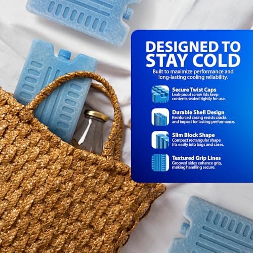 ZENO Freezer Blocks 6 Pack | Reusable Ice Pack | Ice Blocks for Cool Bags, Lunch Box, Travel, Picnic | Maintains Cold Temperature for Hours | Freezer Block for Food & Drink | Leakproof | Ultra Durable — view 2