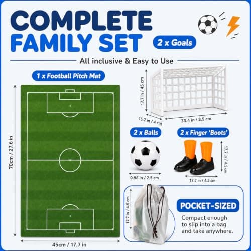 Techspace Finger Mini Football Game, Football Gift for Boys, Party Bag Fillers, Mini Travel Game, Brings People Together, Family Board Games, for 1-4 Players, Ages 6+ — view 3