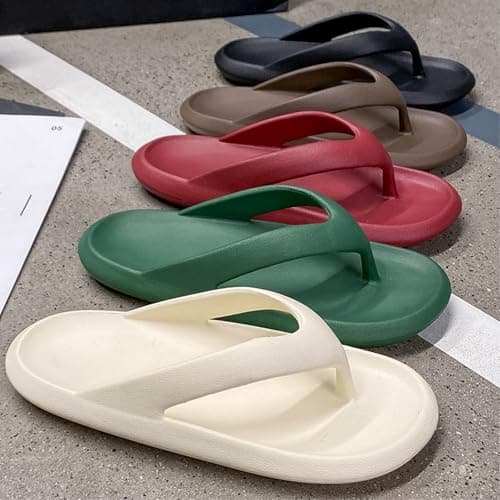 Gyios slippers Unisex Eva One-piece Flip Flops Thick Sole Thong Sandals Non-slip Cushioned Summer Beach Bathroom Shoes-burgundy-38-39 — view 4
