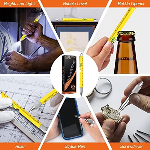 9 in 1 Multitool Pen Set with LED Light, Screwdrivers & Spirit Level – Gadget Pen with Ruler, Stylus & Bottle Opener, 2 Ink Refills — view 6