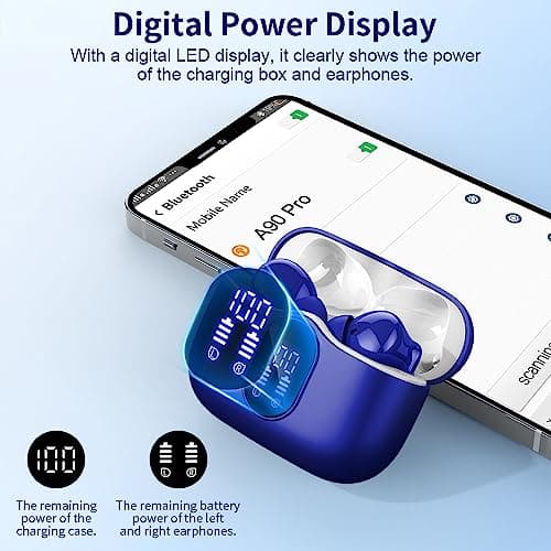 Wireless Earbuds, Bluetooth 5.4 Headphones In Ear with 4 ENC Noise Cancelling Mic, 2026 Bluetooth Earphones Mini HI-FI Stereo Sound, LED Display Wireless Headphones 36H Playtime IP7 Waterproof, Blue — view 6