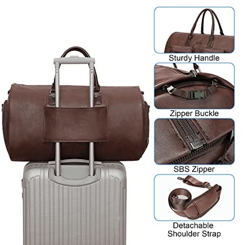 Modoker Convertible PU Leather Garment Bag, Carry-On Travel Duffel — view 3