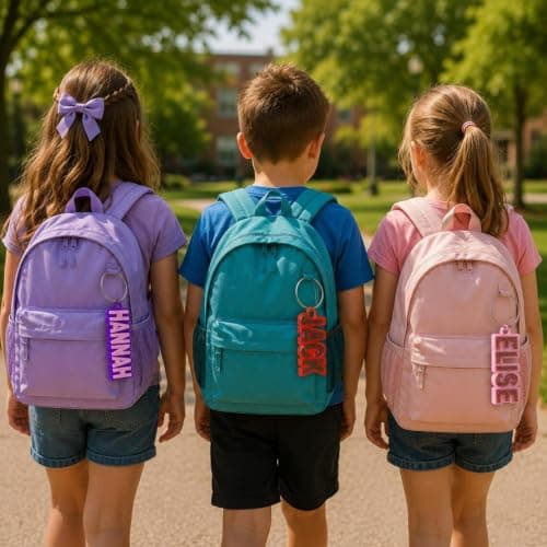 Personalised Acrylic Name Tag, Custom 3D Raised Double Layer Bag Tag, Personalised Rucksack Water Bottle Luggage Tag, Back to School Custom Gift for Kids Children (1pcs) — view 5