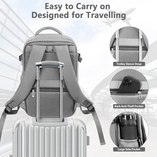 OTAHGK Cabin Bags 40×30×20 for Ryanair Underseat Carry-ons Travel Backpack Hand Luggage Bag Cabin Size 24L Flight Rucksack Casual Daypack School Office Work Backpack Fit 14 Inch Laptop-Grey — view 5