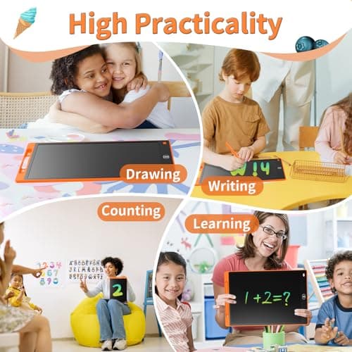 Genialba 10 inch LCD Writing Tablet Colorful Screen Drawing Board Toddler Toys Learning Educational Toys Gifts for Birthday for 2 3 4 5 6 Year Old Boys Girls (Orange) — view 5