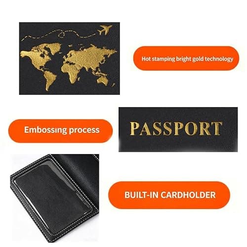 2 Pcs PU Leather Passport Holder Passport Cover Envelope Bag Travel Wallet for Passport and Tickets Boarding Pass, ID Cards, Credit Cards, Slim Passport Wallet for Men and Women — view 5