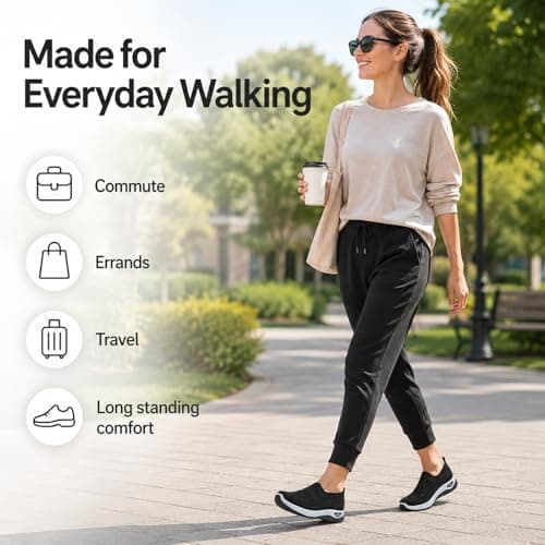 Orthopedic Shoes for Women Slip On Shoes Women Lightweight Breathable Walking Trainers (Black, Adult, Women, 4.5, Numeric, UK Footwear Size System, Medium) — view 5