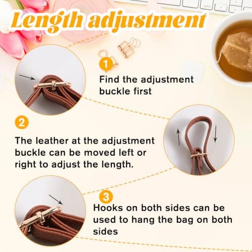 YBEATY Purse Strap Replacement Genuine Leather Strap Adjustable Crossbody Bag Straps Shoulder Extended Long Thin Black Handbags for Women Handbags Purse Extender Chain Straps Crossbody (coffee brown) — view 2