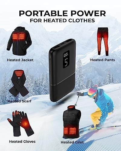 [2-Pack] Vida IT Compact 5V 2A Power Bank for Heated Vest Jacket Gilet 5000mAh Lightweight Battery Pack USB C Portable Charger for iPhone Samsung Android Mobile Phone Pocket Size LED Display — view 3