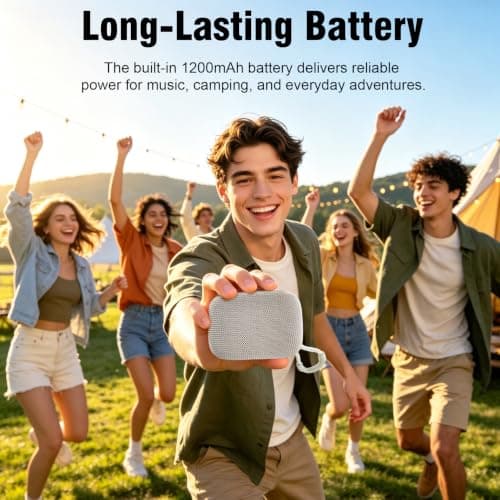 DEFUNC BEAT 5 Bluetooth Speaker, 5W HD Sound, Portable Wireless, IPX7 Waterproof, Up to 6H Playtime, TWS, for Home/Party/Outdoor/Camping, Birthday Gift for Fathers Day Men (Beige) — view 3