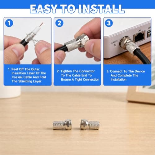 20 Pcs F Connector to Coax Adapter, Waterproof, Rust Prevention — view 3