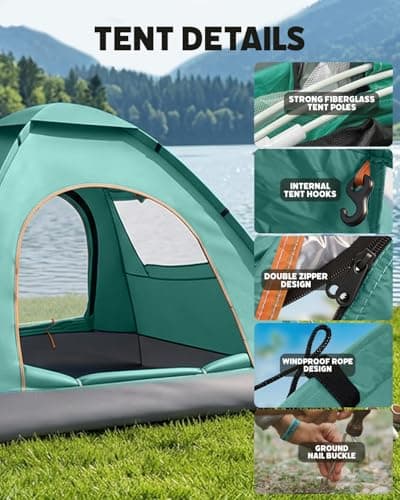 Maraiss Lightweight Foldable 2 Person Tent, Double Doors & Windows, Instant Setup Waterproof Sun-Proof Tent for Outdoor Backpacking, Beach, Hiking & Family Camping — view 4