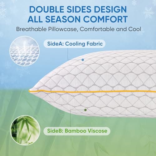 Pillows 2 Pack, Shredded Memory Foam Pillows, Adjustable & Cooling, 72x47cm — view 3