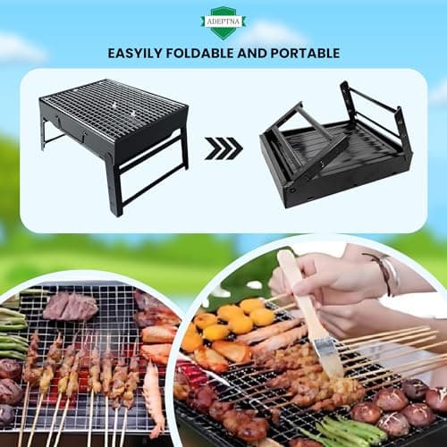 ADEPTNA Portable Folding Charcoal BBQ Table top Grill - Ideal for Garden, Camping, Travel, Picnic, Outdoor Parties and More — view 6