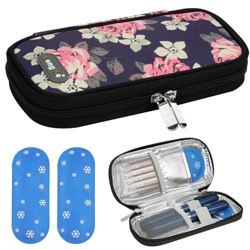 Fefod Insulin Cooler Travel Case, Medicine Cool Bag Travel with 2 Ice Packs, Medicine Refrigerated Travel Box, Diabetic Supplies Insulin Pen Case, Easy to Carry Refrigerated Box (Black)