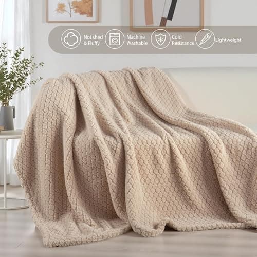 Exclusivo Mezcla Soft Fleece Double Size Blanket for Bed Sofa, Camel — view 6