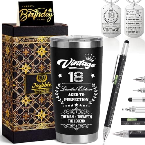Joybble Gifts for Boys, Boys 18th Birthday Gifts, Unusual Gift Ideas for Him, 20oz Stainless Steel Travel Tumbler Gift Set for Men, Cool 6 in 1 Multitool Pen Gadgets Presents for Son Grandson