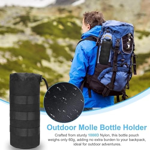 EEEKit Molle Bottle Pouch, 2PCS Tactical Water Bottle Holder with 2 D-Ring, Military Hydration Carrier Bag for Hiking Camping Backpack — view 2