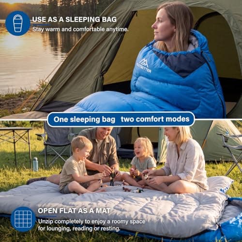 Sleeping Bags for Adults 3 Season Backpacking Lightweight Waterproof Cold Weather Sleeping Bag for Kids Warm Camping Hiking Outdoor Travel Hunting with Compression Bags Sky Blue — view 6