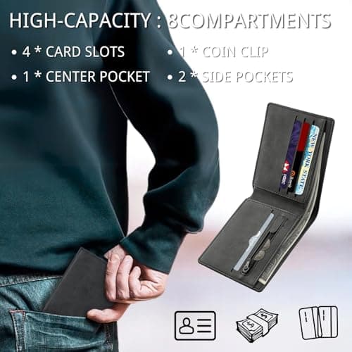 KEYRI 1 PCS Leather Wallets Mens Slim Wallet for Men UK — view 5