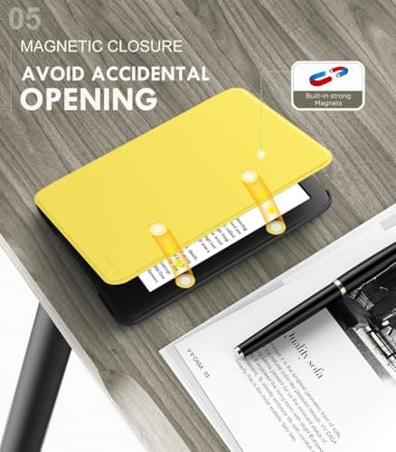 MoKo Case for 6" Amazon Kindle Basic 11th Gen 2024/2022, Light Yellow — view 5
