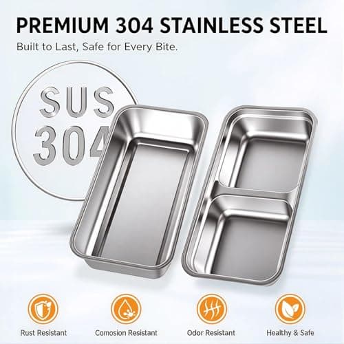 4Pcs Reusable Snack Containers, Stainless Steel Bento Box with Lids — view 3