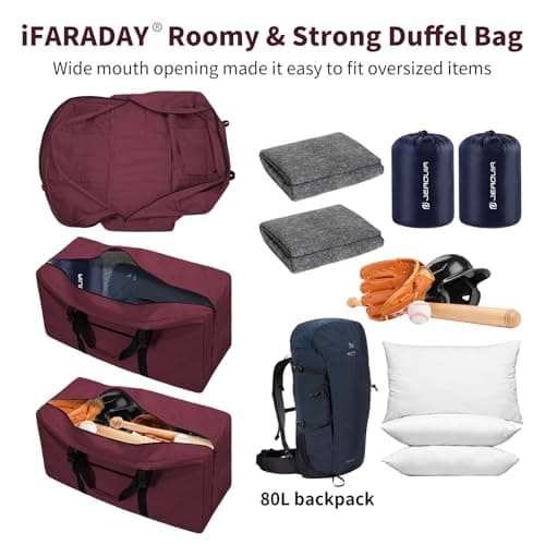 ZZY 110L Extra Large Duffle Bag Lightweight - Oversized Foldable Holdall Storage Bag for Travel, Outdoor, Camping, Sport (Maroon) — view 4