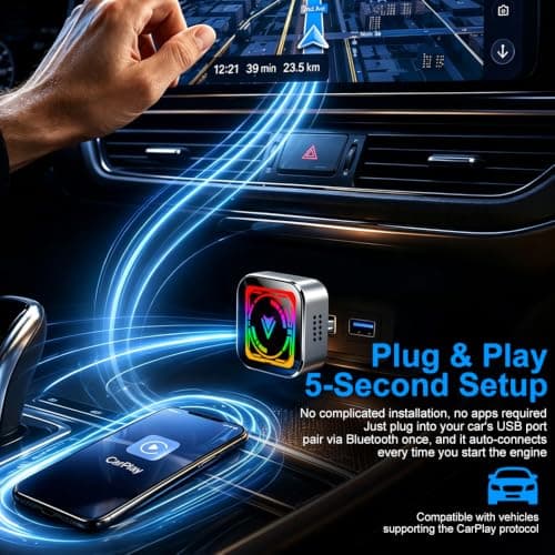 Wireless Carplay Adapter UK,2026 Upgraded for apple car play wireless adapter,Wired to Wireless CarPlay Dongle,Auto Reconnect,Mini Heat Dissipation,Fit Factory Wired CarPlay,Support iOS Android Auto — view 3