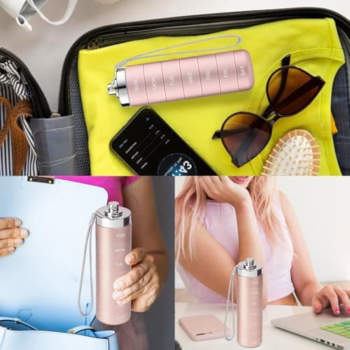 Mossime Metal Pill Organiser 7 Day: Stackable, Waterproof, Travel, Pink — view 6