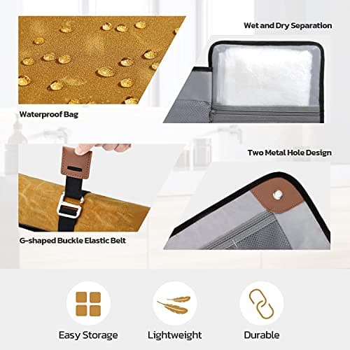 Estour Toiletry Bag for Men, Travel Dopp Kit, Water-Resistant Bathroom Roll Organizer for Shaving Kit, Hygiene, Toiletry Accessories, 2.Khaki Yellow (Waxed Canvas), Practical — view 4