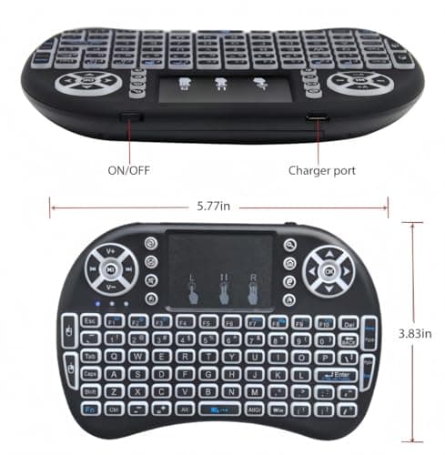 BIFANS Portable Mini Wireless Keyboard with Bluetooth&2.4G, Touchpad Mouse Combo Upgraded BRG Backlitght Memory for PC/Android TV Box/Projector/HTPC/Pad/Xbox/Tablets:i8-BT — view 4