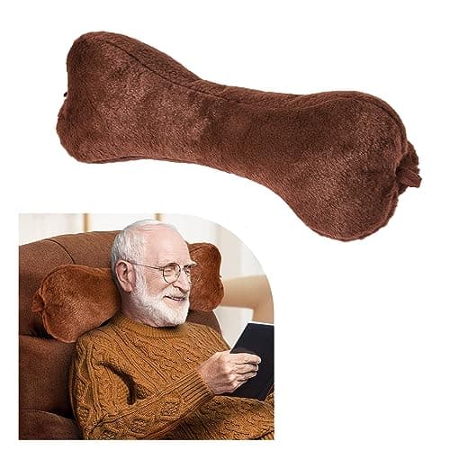 Jiangding Neck Pillow soft Bone shape for sofa Armchair Recliner Couch Office Chair Airplanes Sleeping Travel Great Pain Relief Supportive Neck Head Waist Fixable (Brown-ty)