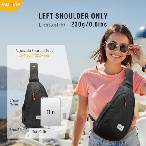 HALOVIE Anti Theft Sling Bag RFID Crossbody Bag Travel Sling Backpack Lightweight Shoulder Chest Bag for Hiking Walking — view 6