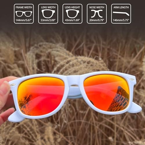 Joopin Square Sunglasses Polarised UV400 Protection Men Women White Orange — view 3