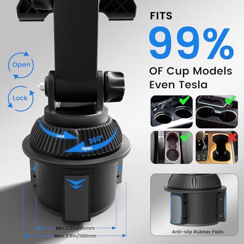 OHLPRO Cup Holder Car Tablet Mount for Truck, Universal iPad Holder for 7-11" iPad Pro Air Mini, Galaxy Tab, Adjustable Arm, Extendable & Flexible Car Mount for Road Trip Essentials,Travel Accessories — view 5