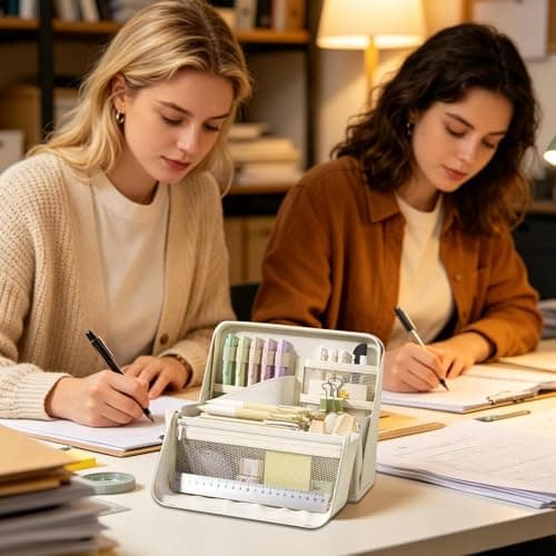 Stationery Bag Pencil Case,Large Capacity School Stationery Storage Pouch - Pencil Carry Case,for Home School Office Outgoing, Rulers Earphones Pens Markers Erasers Sticky Notes — view 2