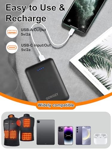 5V2.1A Power Bank 10000mAh with USB Charging Port for Heated Vest — view 3