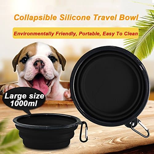 HINMAY Large Silicone Collapsible Dog Bowls Foldable Pet Dog Cat Food Water Bowl, Pack of 2 (Yellow+Black) — view 4